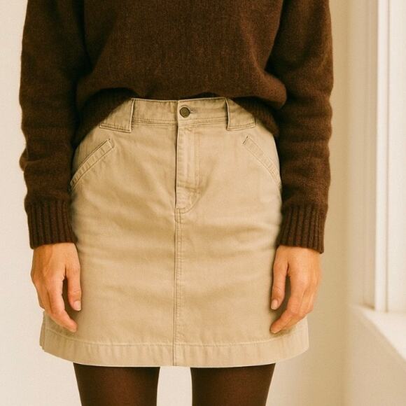 Y2K J.Crew 90s Minimalist Preppy Khaki Utility Low Rise Mini Skirt - Picture 1 of 5